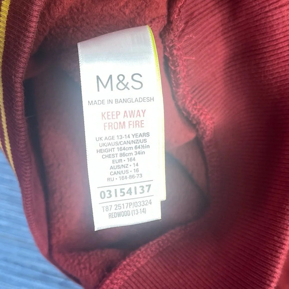 Youth Harry Potter Gryffindor Red + Yellow Pullover Crew Sweater with Moss Stitc - Picture 5 of 6